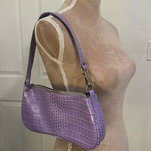 Lavender Faux Animal Skin Print Shoulder Bag